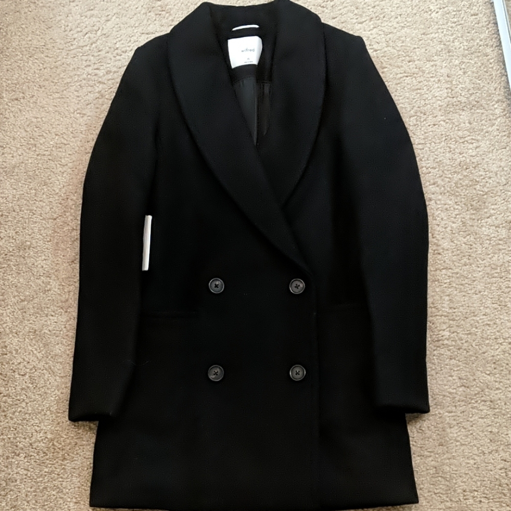 Aritzia Reeves Wool Black Coat